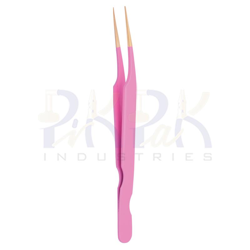 Eyelash Tweezers Gold Plated Tips Color Coated