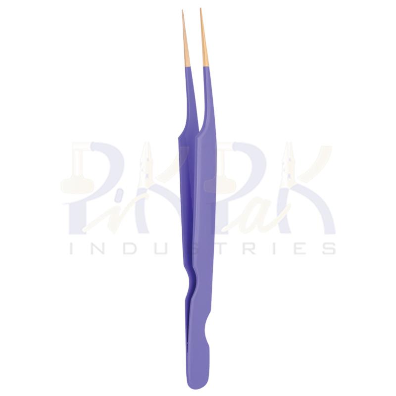 Eyelash Tweezers Gold Plated Tips Color Coated