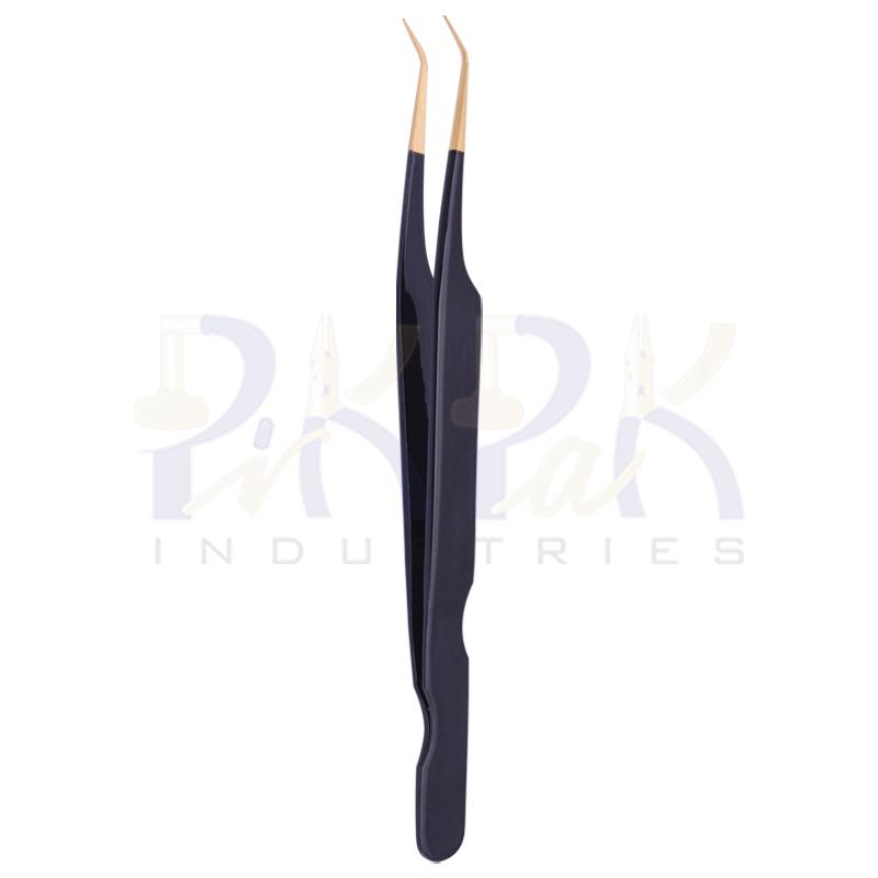 Eyelash Tweezers Gold Plated Tips Color Coated