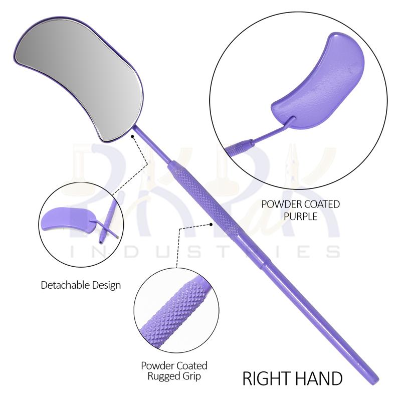 Eyelash Extension/Inspection Right Hand Large Mirror (Half Moon)
Purple Bowder Color Coated
