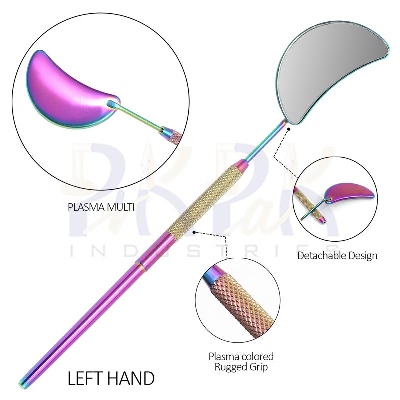 Eyelash Extension/Inspection Left Hand Small Mirror (Half Moon)
Multi Plasma Color Coated