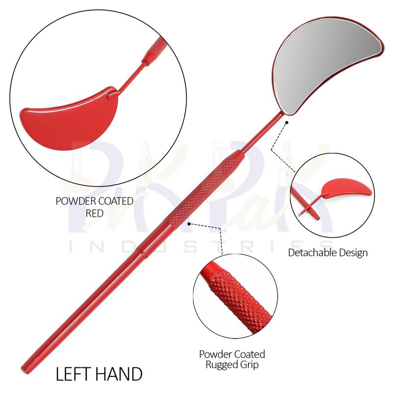 Eyelash Extension/Inspection Left Hand Small Mirror (Half Moon)
Red Bowder Color Coated