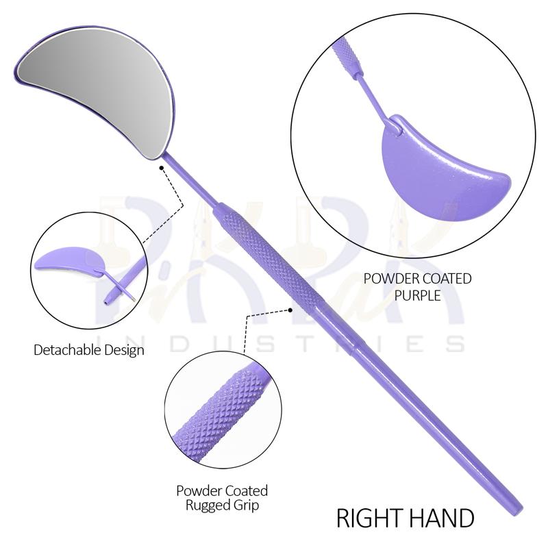 Eyelash Extension/Inspection Right Hand Small Mirror (Half Moon)
Purple Bowder Color Coated