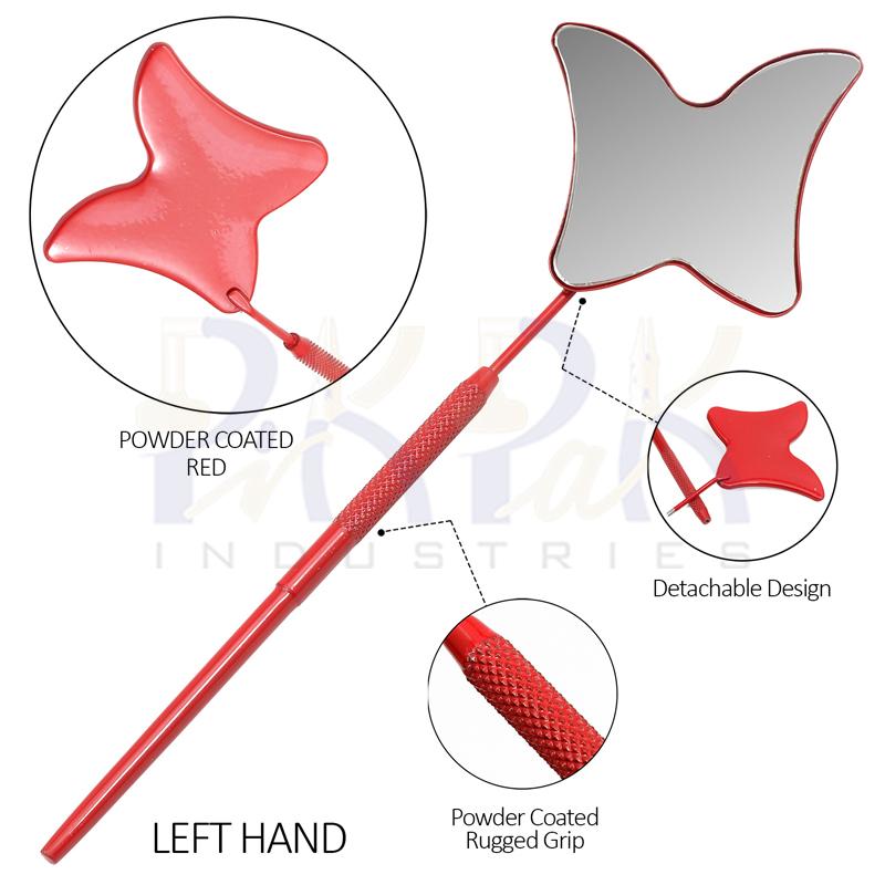 Eyelash Extension/Inspection Left Hand Mirror (Butterfly)
Red Bowder Color Coated