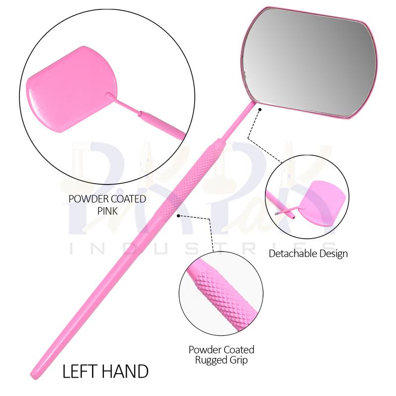 Eyelash Extension/Inspection Left Hand Large Mirror (Rectangle)
Pink Bowder Color Coated