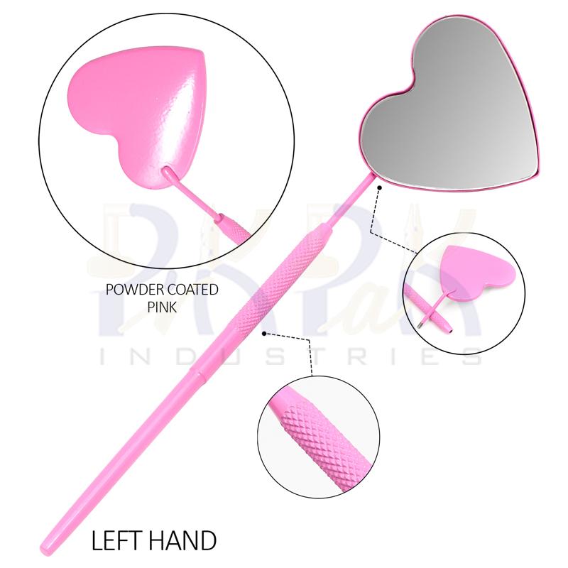 Eyelash Extension/Inspection Left Hand Mirror (Heart)
Pink Bowder Color Coated