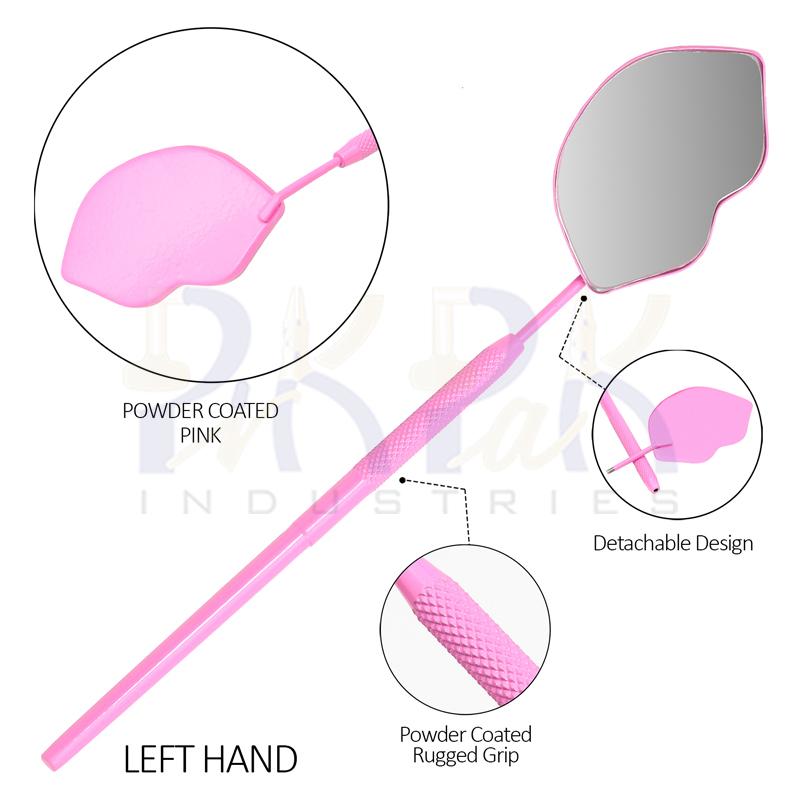 Eyelash Extension/Inspection Left Hand Mirror (Lip)
Pink Bowder Color Coated
