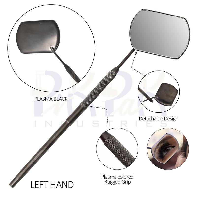 Eyelash Extension/Inspection Left Hand Small Mirror (Rectangle)
Black Plasma Color Coated