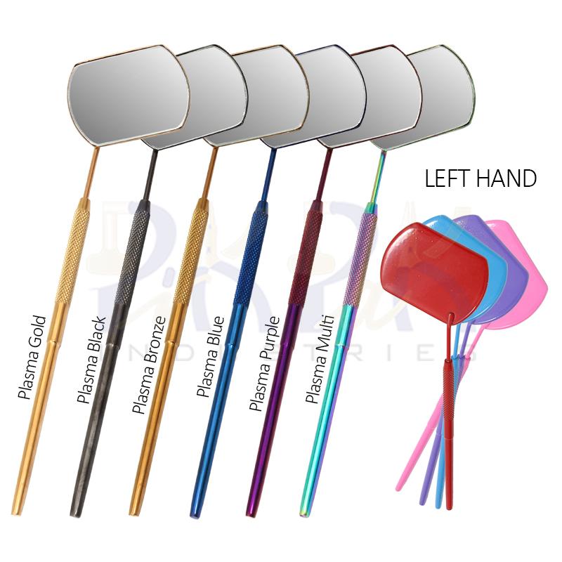 Eyelash Extension/Inspection Left Hand Small Mirror (Rectangle)
Set of 6 Pcs Gold, Black, Bronze, Blue, Purple, 
Multi Plasma Color Coated