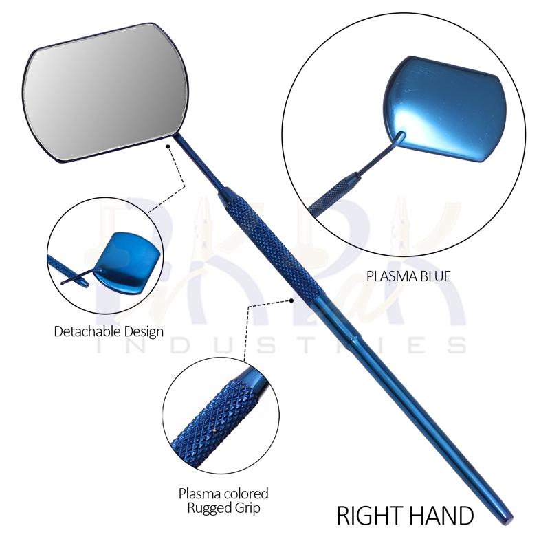 Eyelash Extension/Inspection Right Hand Small Mirror (Rectangle)
Blue Plasma Color Coated