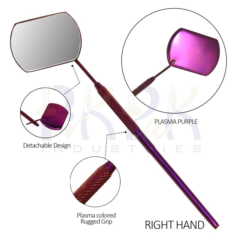 Eyelash Extension/Inspection Right Hand Small Mirror (Rectangle)
Purple Plasma Color Coated