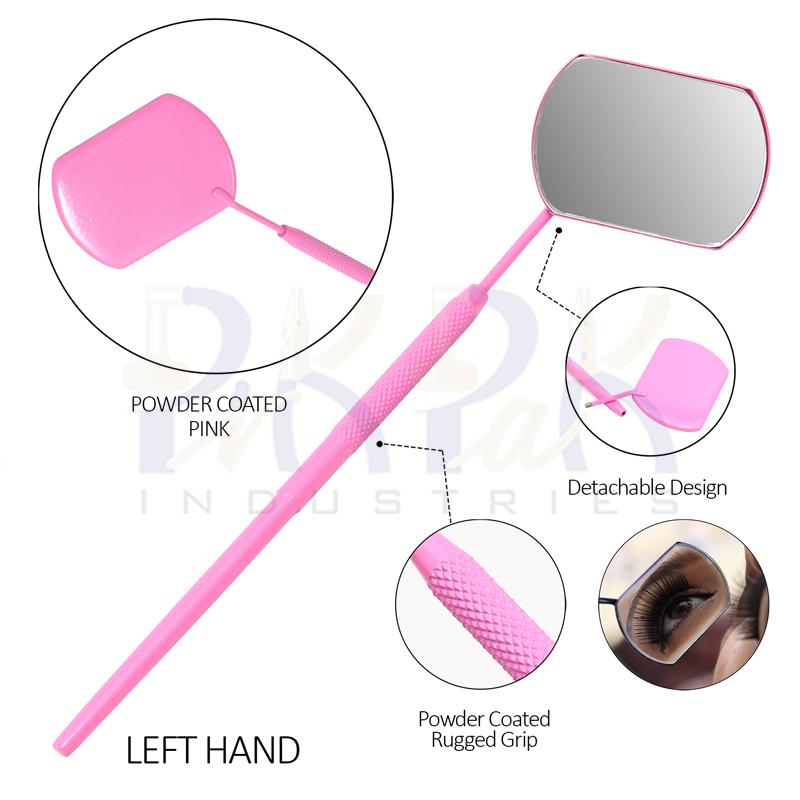 Eyelash Extension/Inspection Left Hand Small Mirror (Rectangle)
Pink Bowder Color Coated