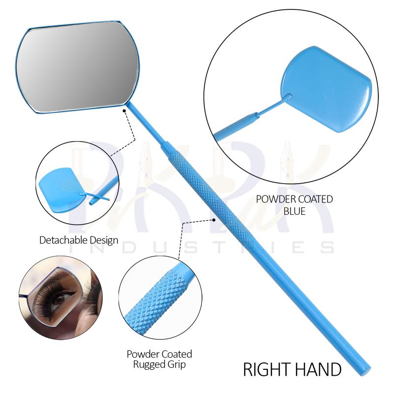 Eyelash Extension/Inspection Right Hand Small Mirror (Rectangle)
Blue Bowder Color Coated