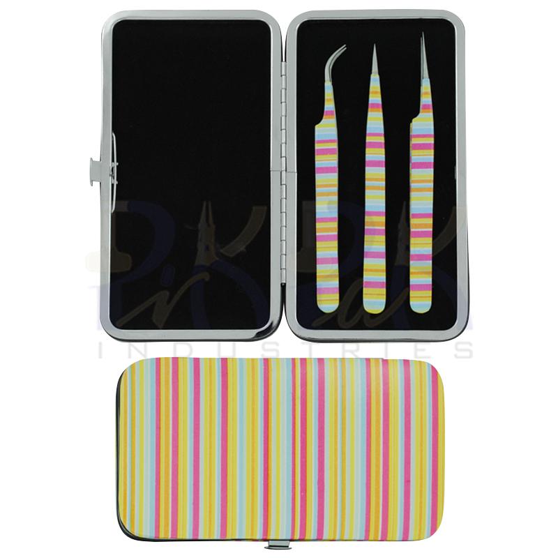 Eyelash Single Sided Kit 
Tweezers Set of 3 Pcs