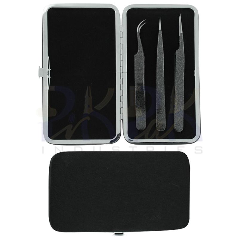 Eyelash Single Sided Kit 
Tweezers Set of 3 Pcs