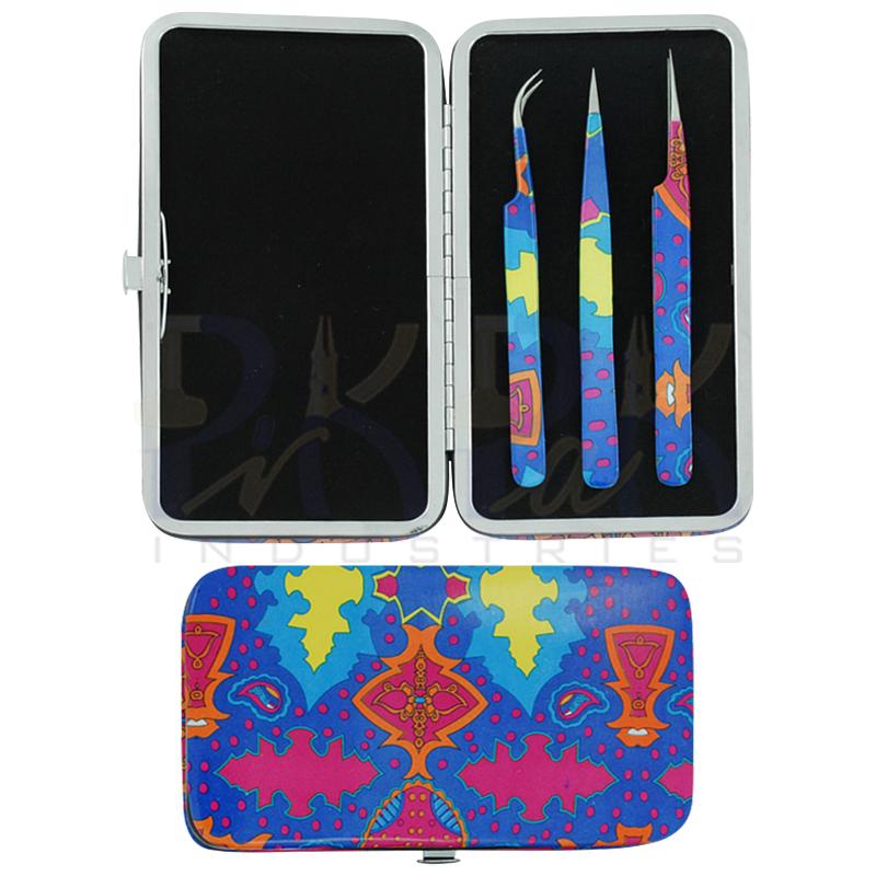 Eyelash Single Sided Kit 
Tweezers Set of 3 Pcs