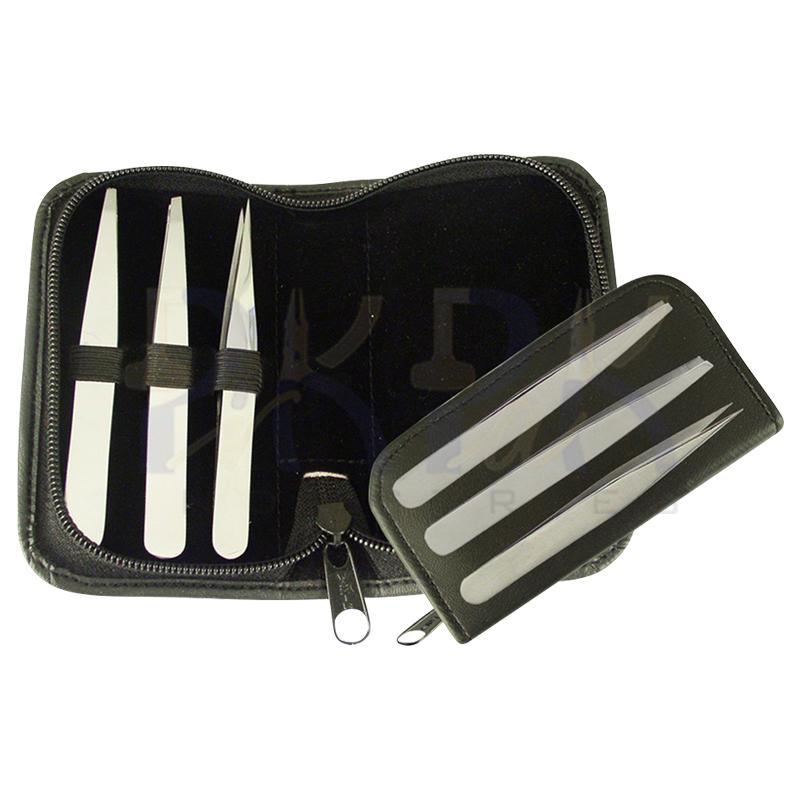 Leather Tweeers Kit 
Stainless Steel Set of 3 Pcs